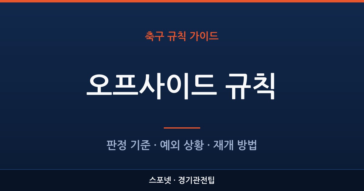 오프사이드 규칙의 판정 기준과 예외 상황을 정리한 스포넷 가이드 이미지