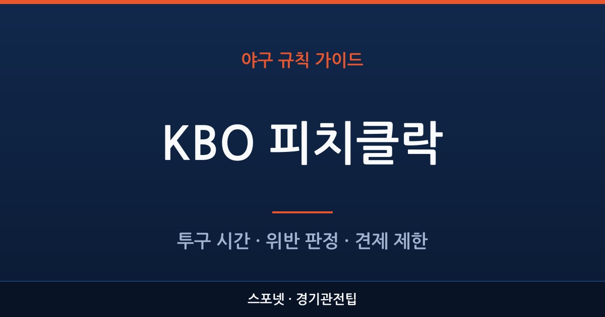 KBO 피치클락 시간과 위반 판정 기준을 정리한 스포넷 가이드 이미지