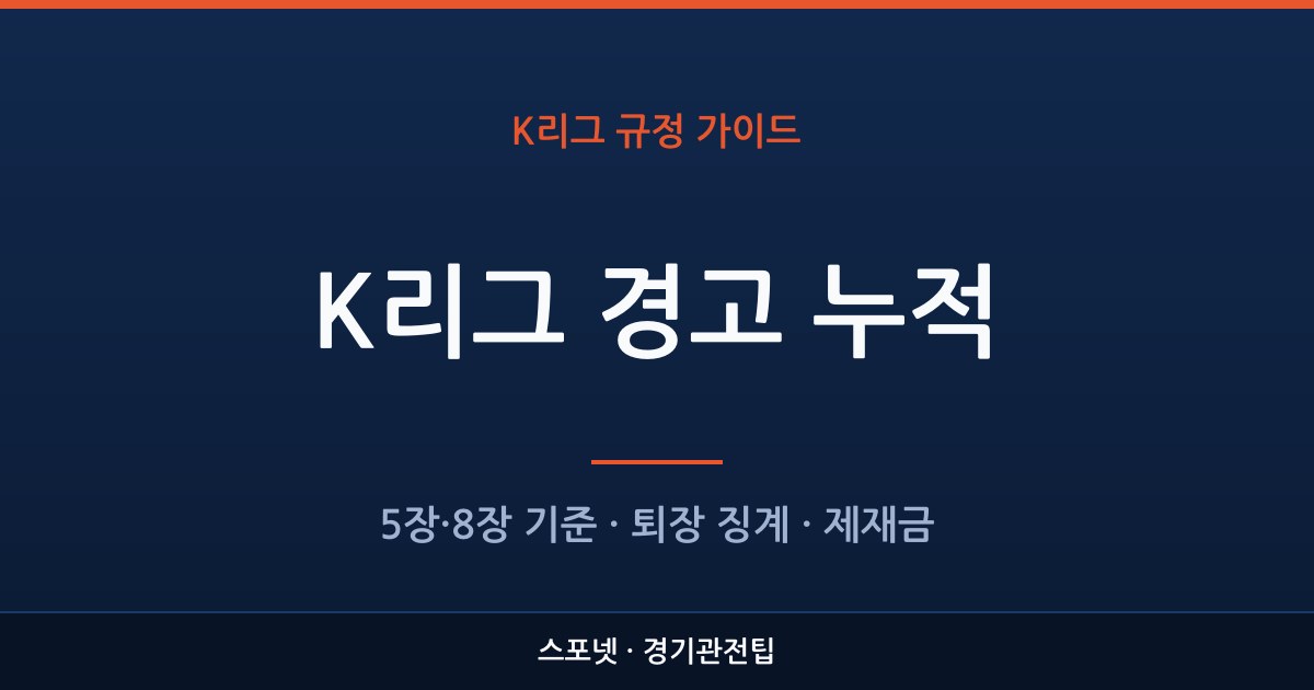 K리그 경고 누적 기준 정리: 5장·8장 출전정지, 퇴장 징계와 제재금 관련 스포츠 이미지