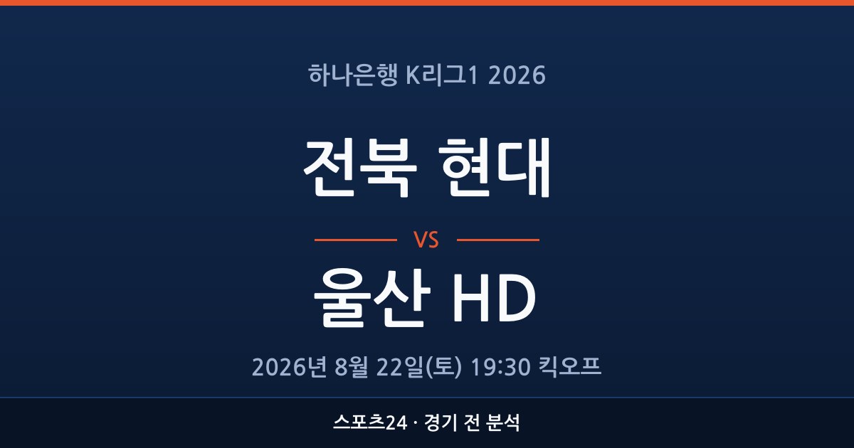 K리그1 전북 현대 대 울산 HD 경기 전 분석을 표시한 스포츠24 그래픽
