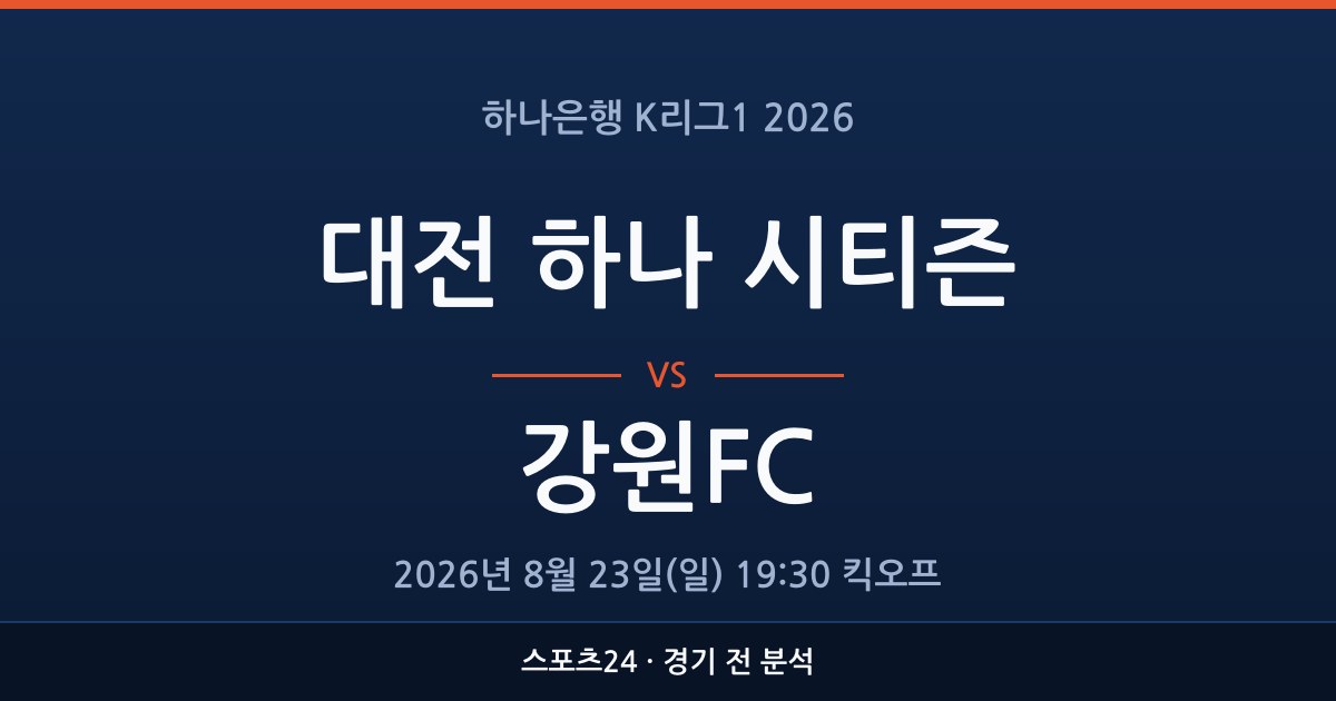 K리그1 대전 하나 시티즌 대 강원FC 경기 전 분석을 표시한 스포츠24 그래픽