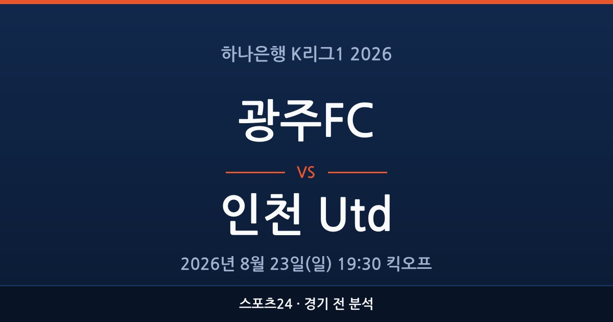 K리그1 광주FC 대 인천 Utd 경기 전 분석을 표시한 스포츠24 그래픽