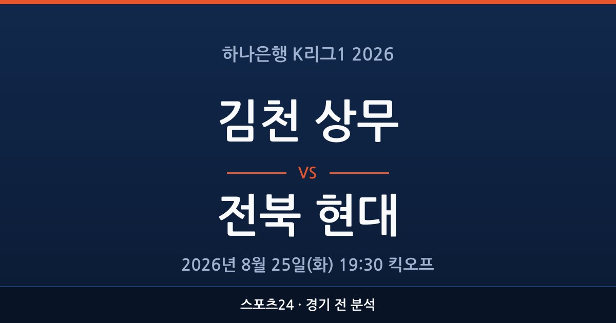 K리그1 김천 상무 대 전북 현대 경기 전 분석을 표시한 스포츠24 그래픽