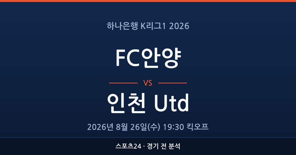 K리그1 FC안양 대 인천 Utd 경기 전 분석을 표시한 스포츠24 그래픽