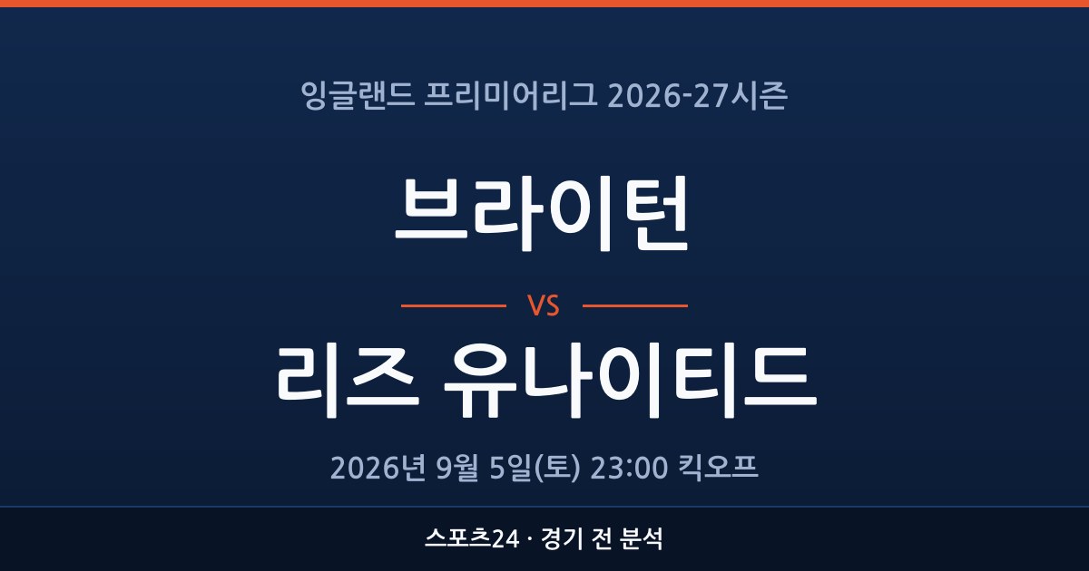 EPL 브라이턴 대 리즈 유나이티드 경기 전 분석을 표시한 스포츠24 그래픽