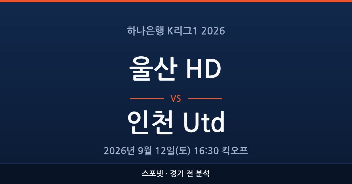 K리그1 울산 HD 대 인천 Utd 경기 전 분석을 표시한 스포넷 그래픽