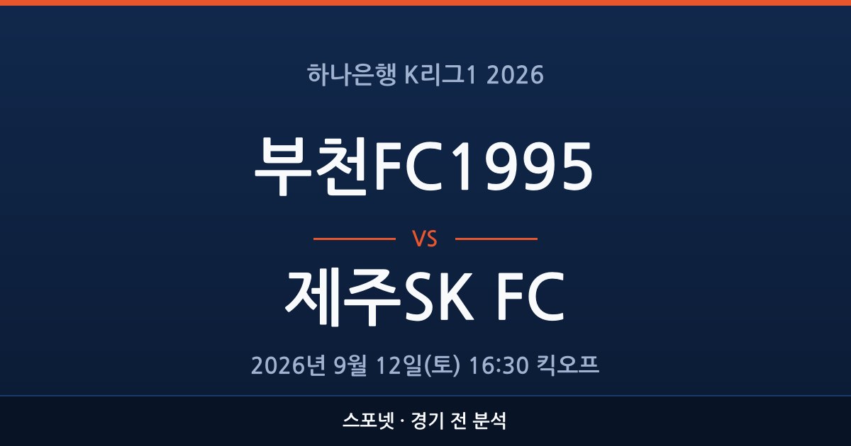 K리그1 부천FC1995 대 제주SK FC 경기 전 분석을 표시한 스포넷 그래픽