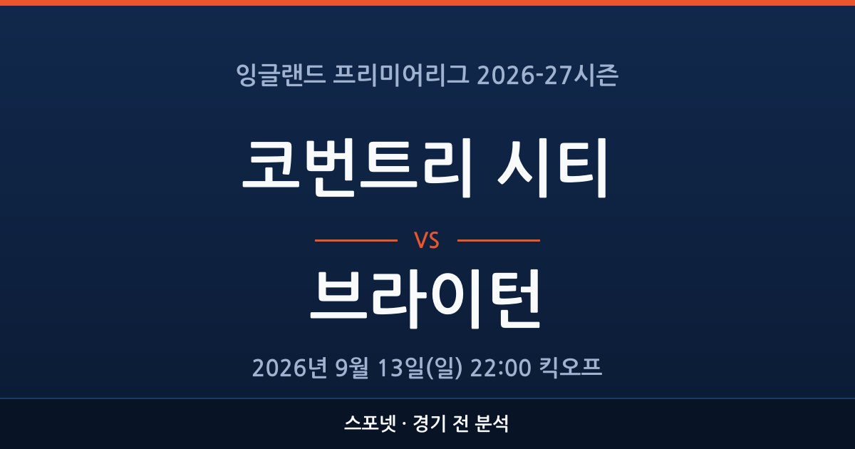 EPL 코번트리 시티 대 브라이턴 경기 전 분석을 표시한 스포넷 그래픽