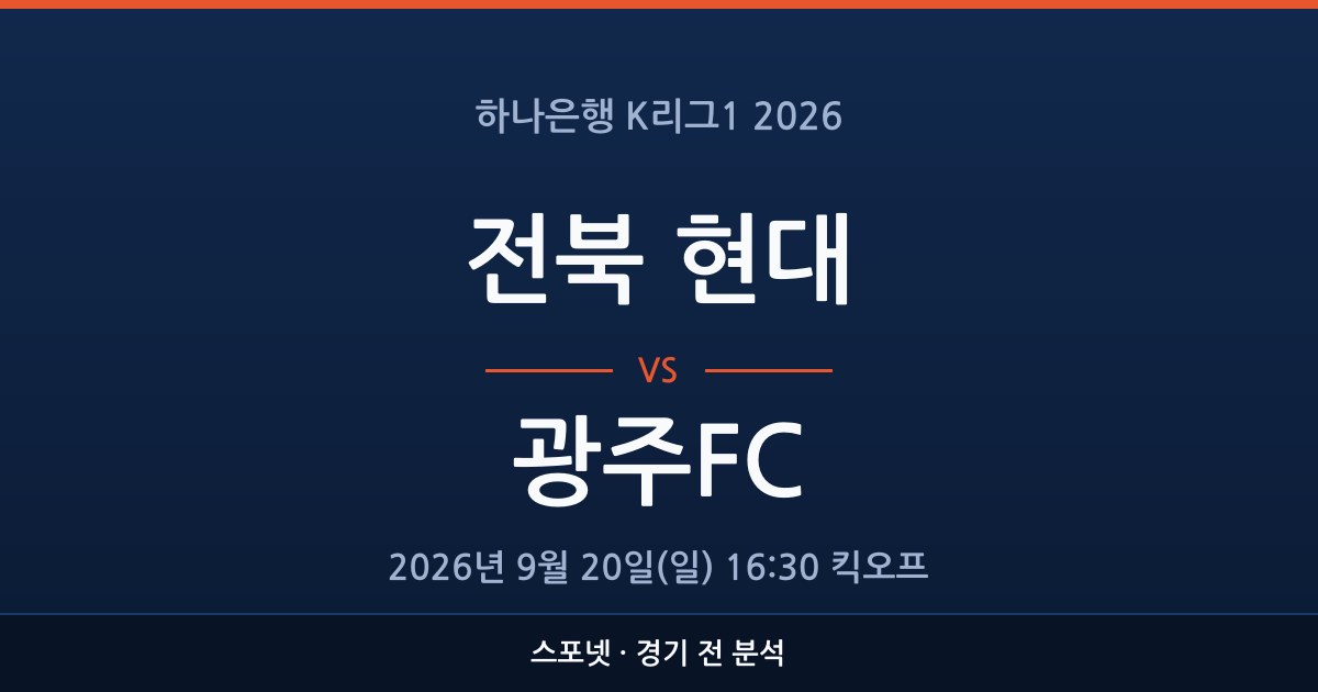 K리그1 전북 현대 대 광주FC 경기 전 분석을 표시한 스포넷 그래픽