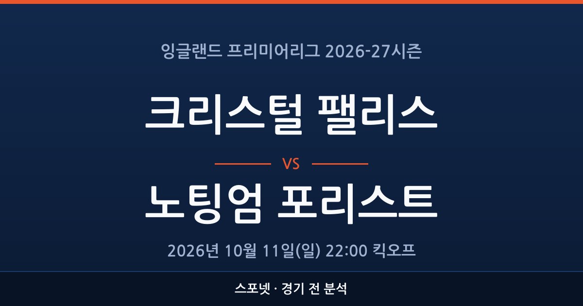 크리스탈 팰리스 노팅엄 경기 결과 3-1: 경기 전 분석과 상대전적 (10월 11일 EPL) 관련 스포츠 이미지