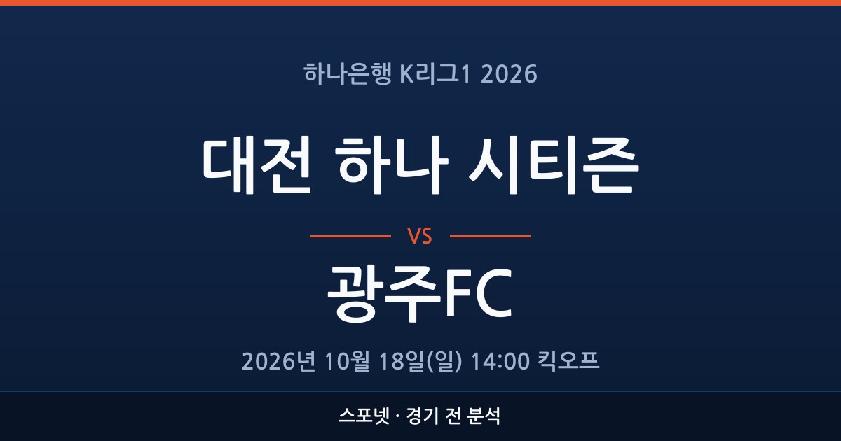 K리그1 대전 하나 시티즌 대 광주FC 경기 전 분석을 표시한 스포넷 그래픽