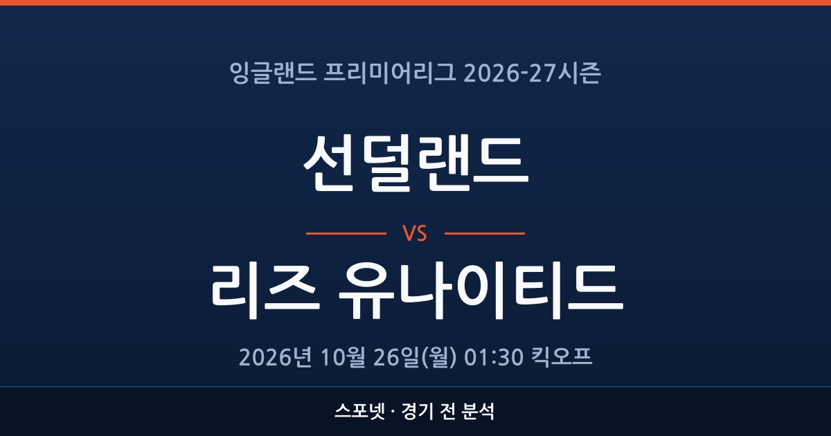 EPL 선덜랜드 대 리즈 유나이티드 경기 전 분석을 표시한 스포넷 그래픽